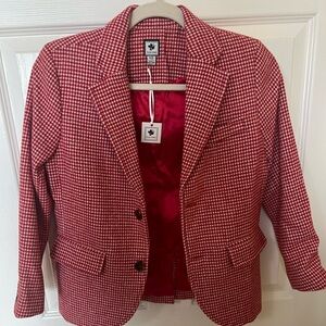 Red and white houndstooth children’s blazer size 10